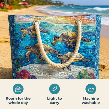 Handmade Beach Bag - Turtles and Coral features infographic