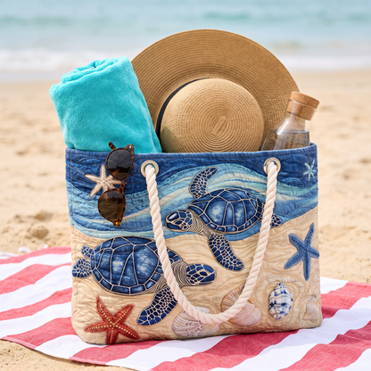 Handmade Beach Bag - Turtles and Starfish