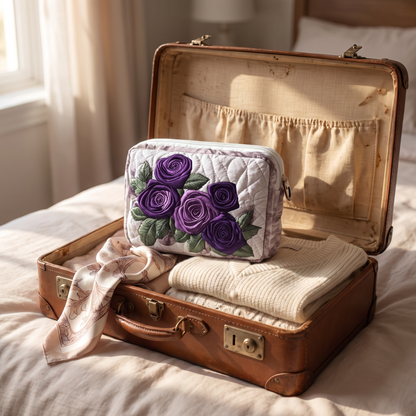 Harper - Quilted Toiletry Bag - Elegant Florals