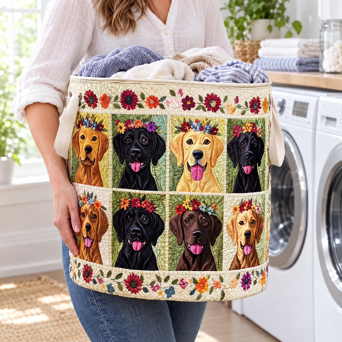 Quilted Laundry Basket - Labrador