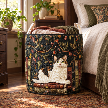 Quilted Laundry Basket - Mystical Cat