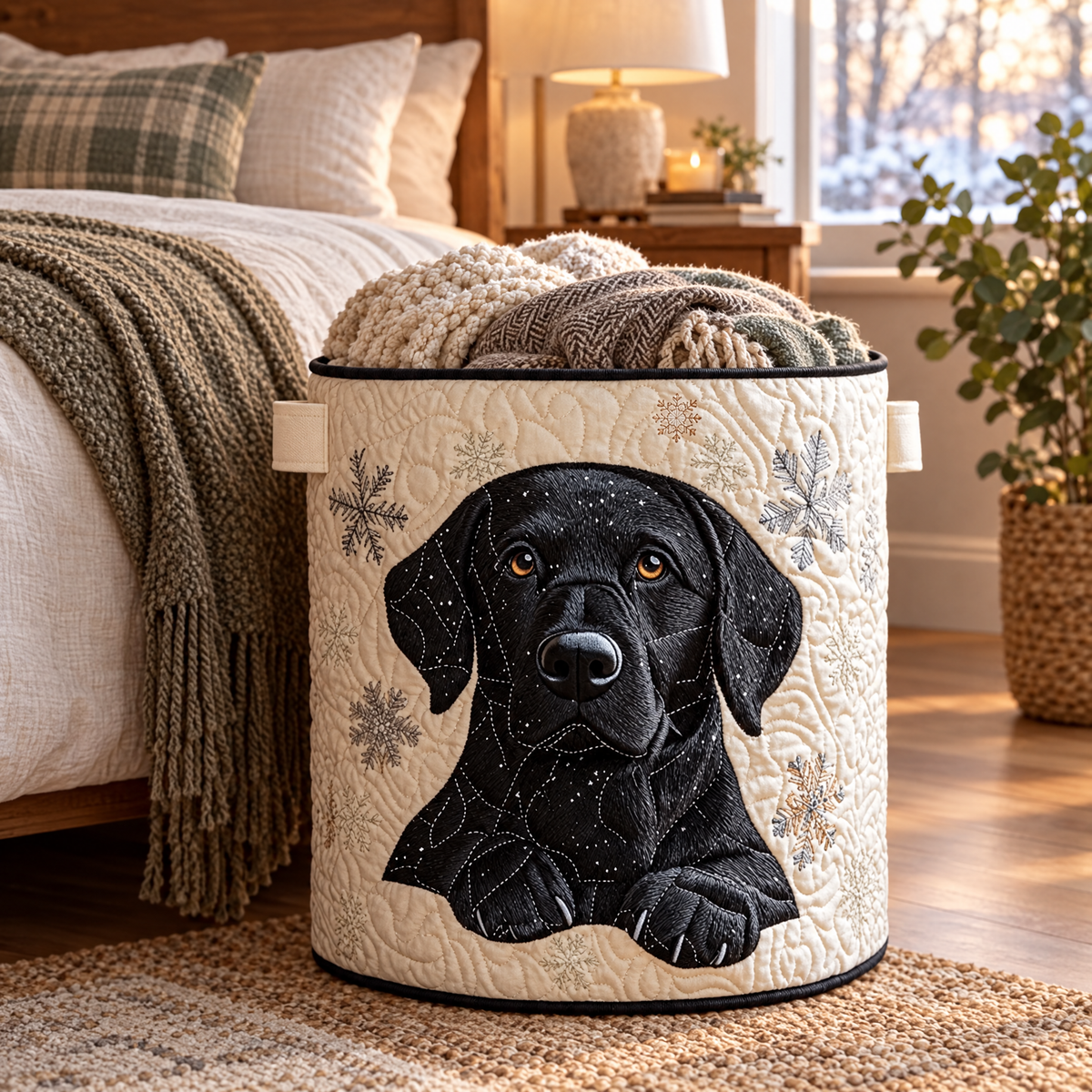 Quilted Laundry Basket - Snow Friends
