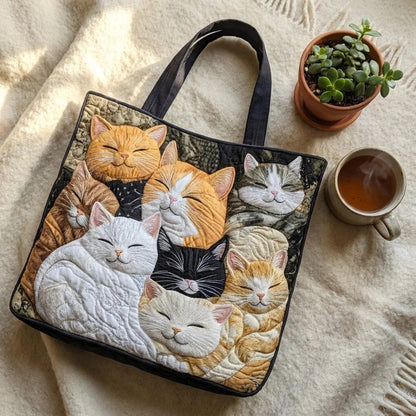 Quilted Tote Bag - Sleeping Kittens