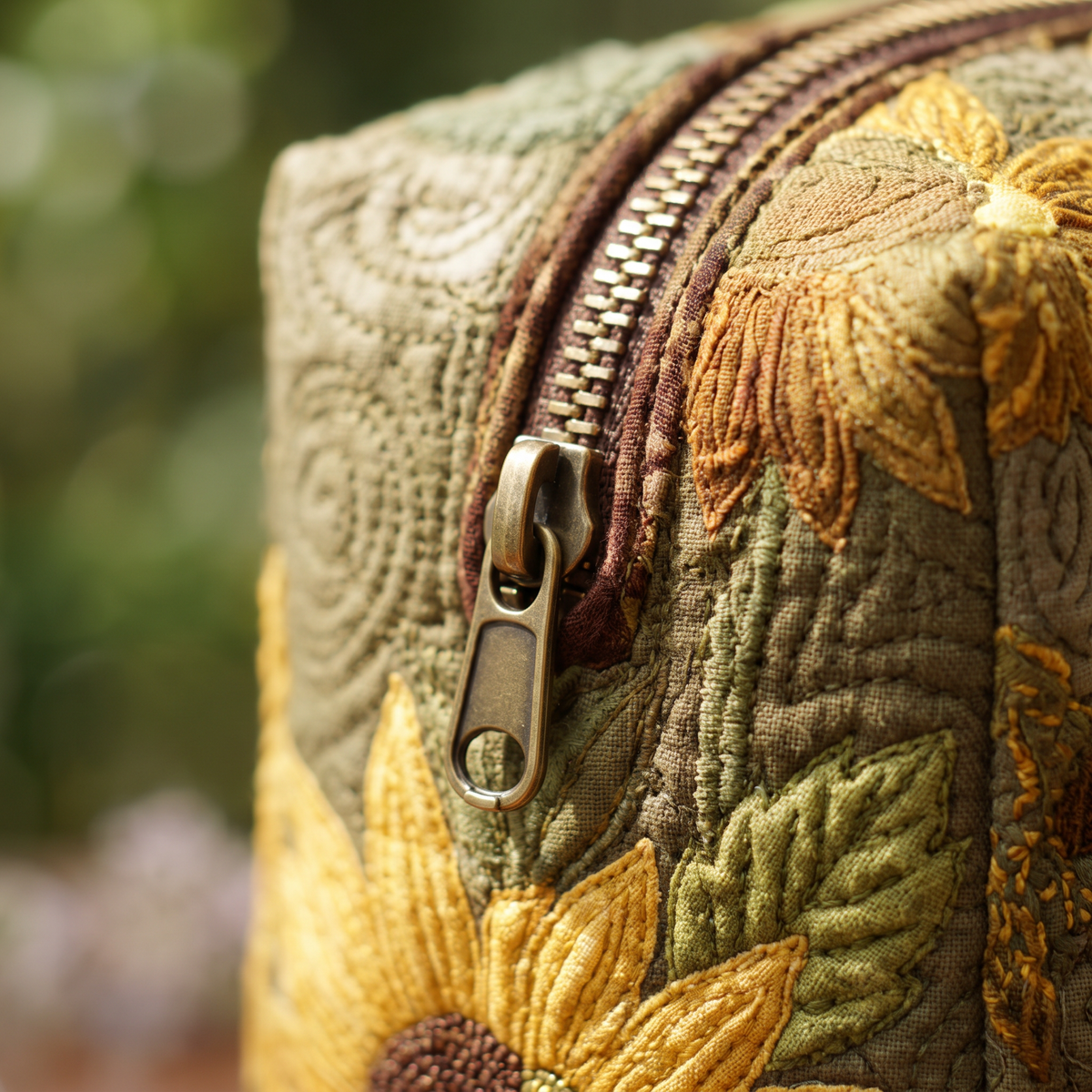 Janet - Quilted Toiletry Bag - Golden Field