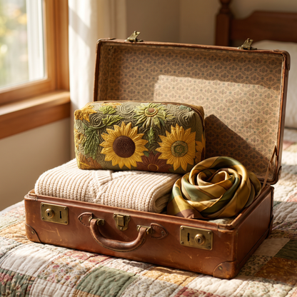 Janet - Quilted Toiletry Bag - Golden Field