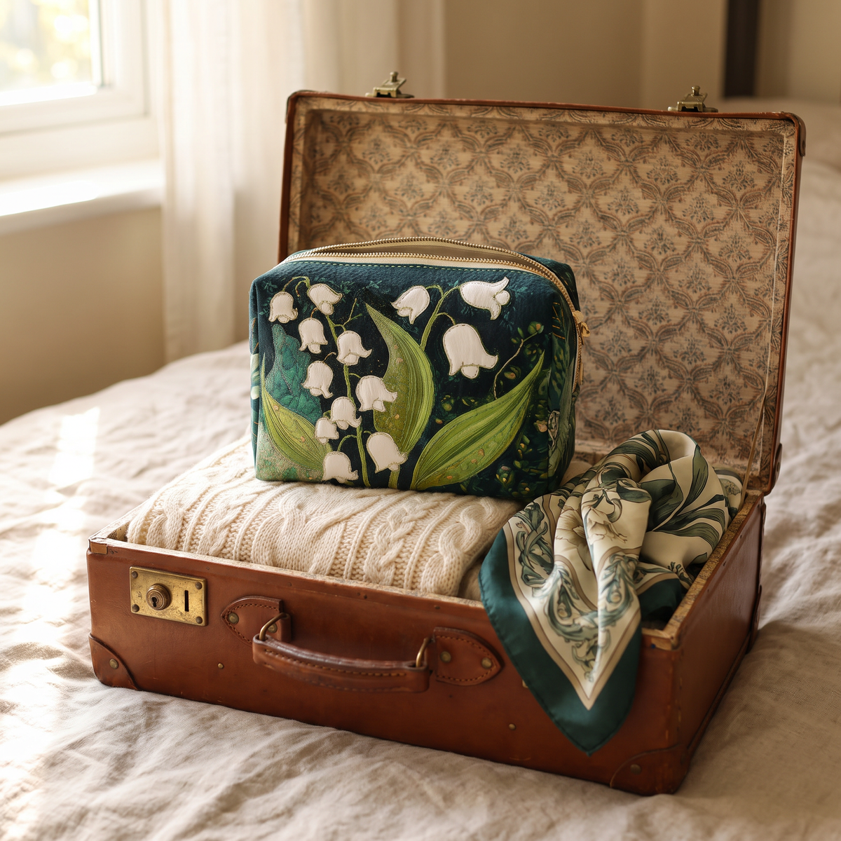 Margaret - Quilted Toiletry Bag - Refined Lilies