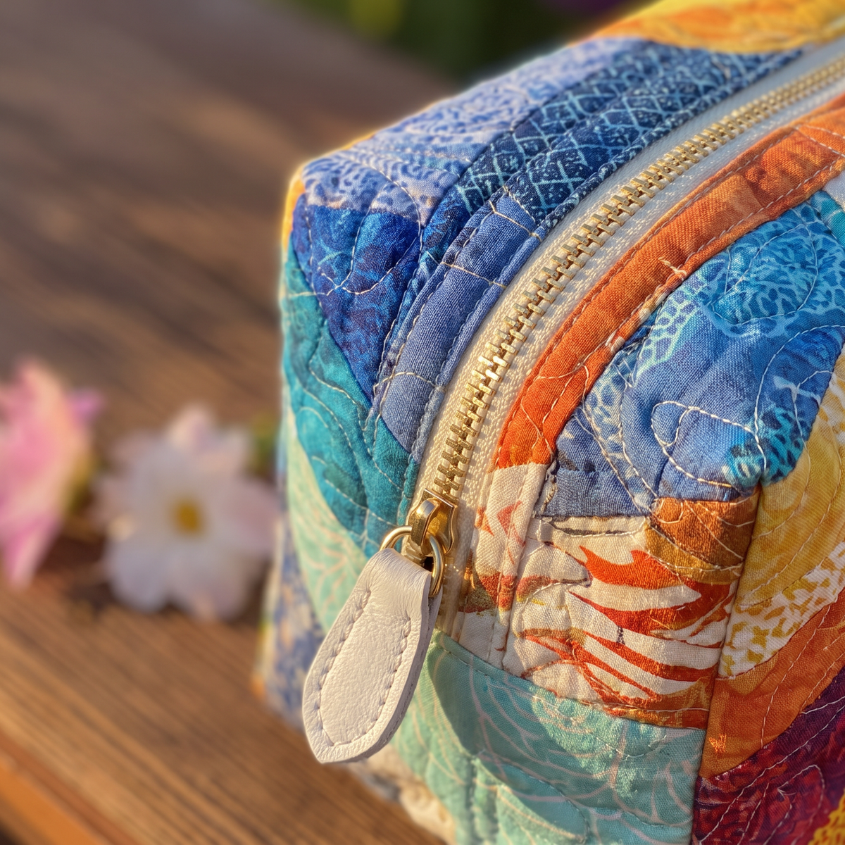 Maribel - Quilted Toiletry Bag - Boho Rays