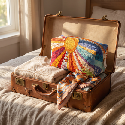 Maribel - Quilted Toiletry Bag - Boho Rays