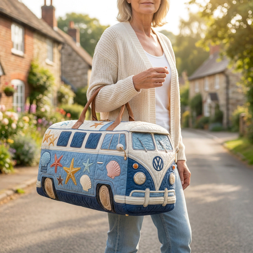 Quilted Duffel Bag - Beach Camper, lifestyle photo