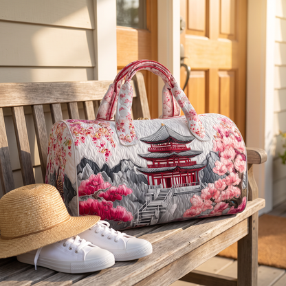 Quilted Duffel Bag - Cherry Blossom Pagoda