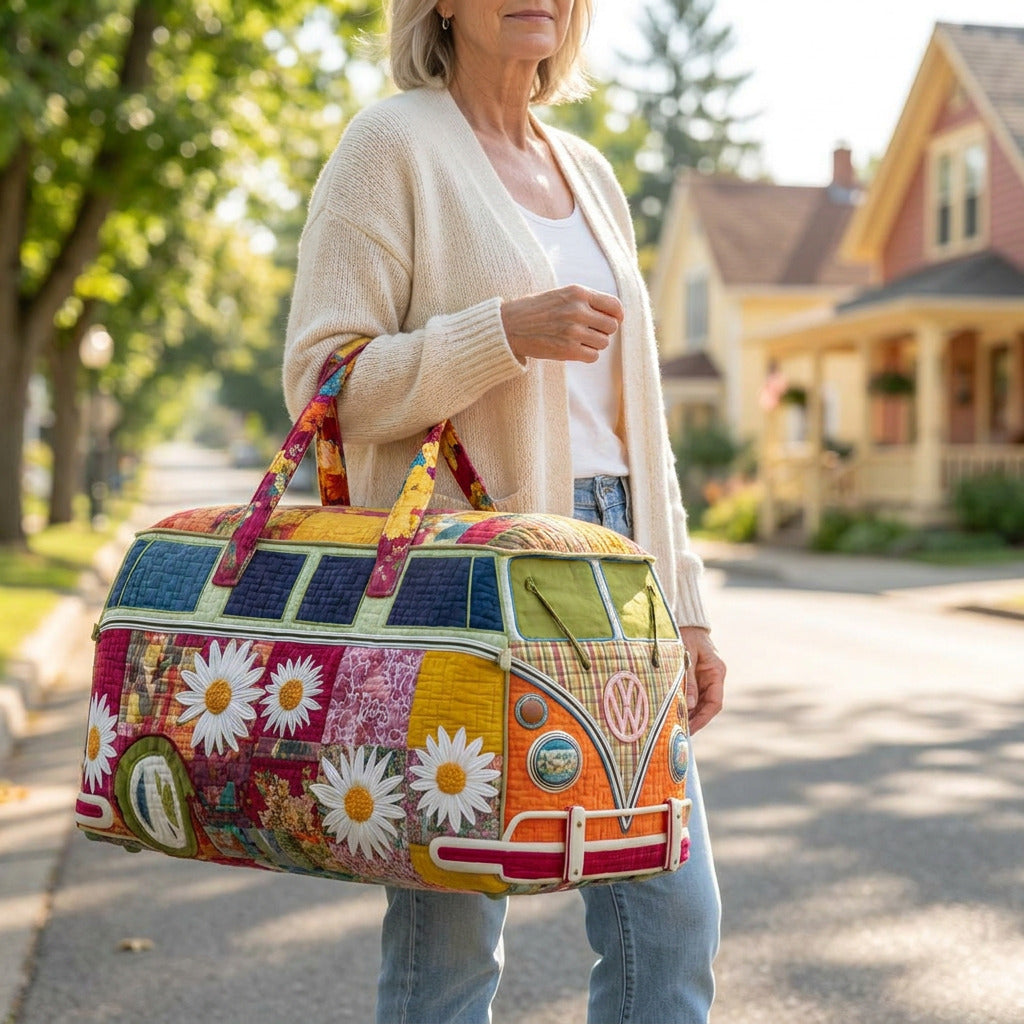 Quilted Duffel Bag - Daisy Camper, lifestyle photo