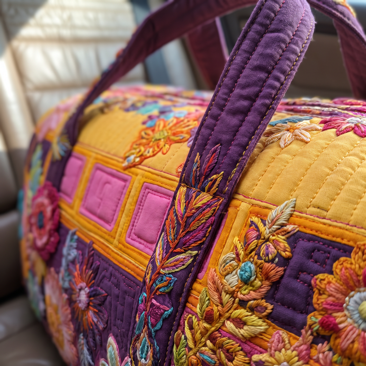 Quilted Duffel Bag - Folk Flower Camper