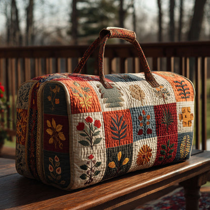 Quilted Duffel Bag - Folk Flower Patchwork