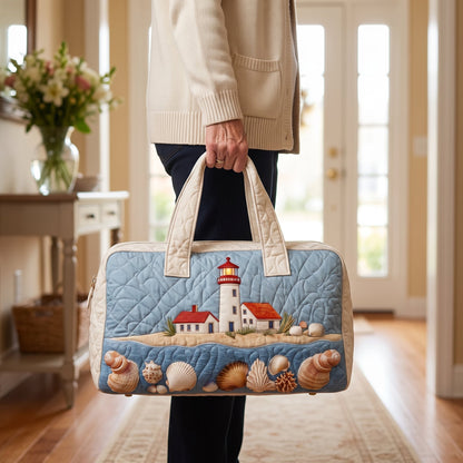 Quilted Duffel Bag - Lighthouse and Seashells