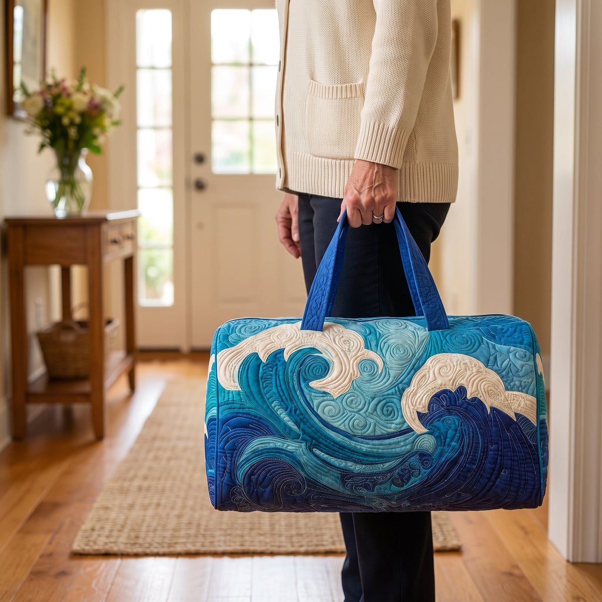 Quilted Duffel Bag - Ocean Waves