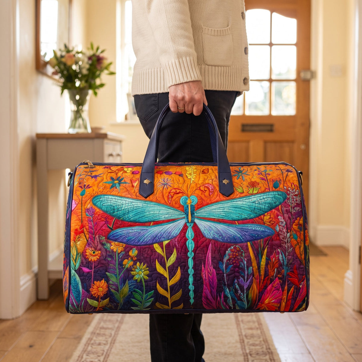 Quilted Duffel Bag - Rainbow Dragonfly
