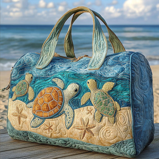 Quilted Duffel Bag - Sea Turtles on the Sand