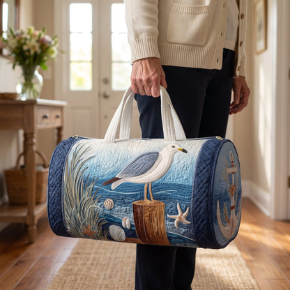 Quilted Duffel Bag - Seagull by the Shore