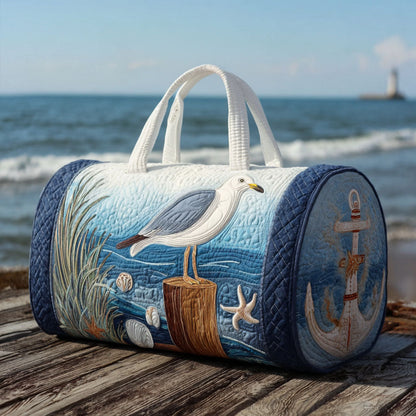 Quilted Duffel Bag - Seagull by the Shore