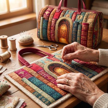 Quilted Duffel Bag - Secret Library Door