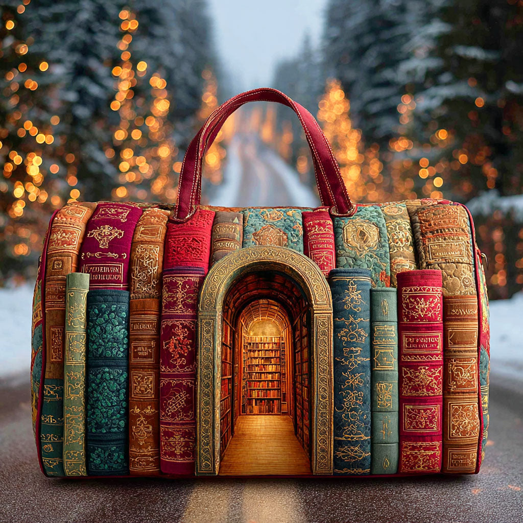 Quilted Duffel Bag - Secret Library Door