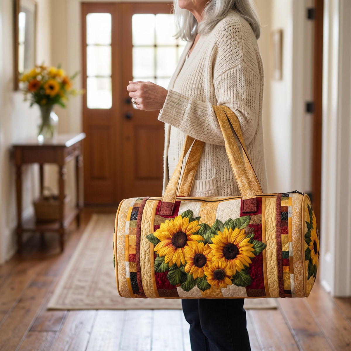 Quilted Duffel Bag - Sunflower Bouquet