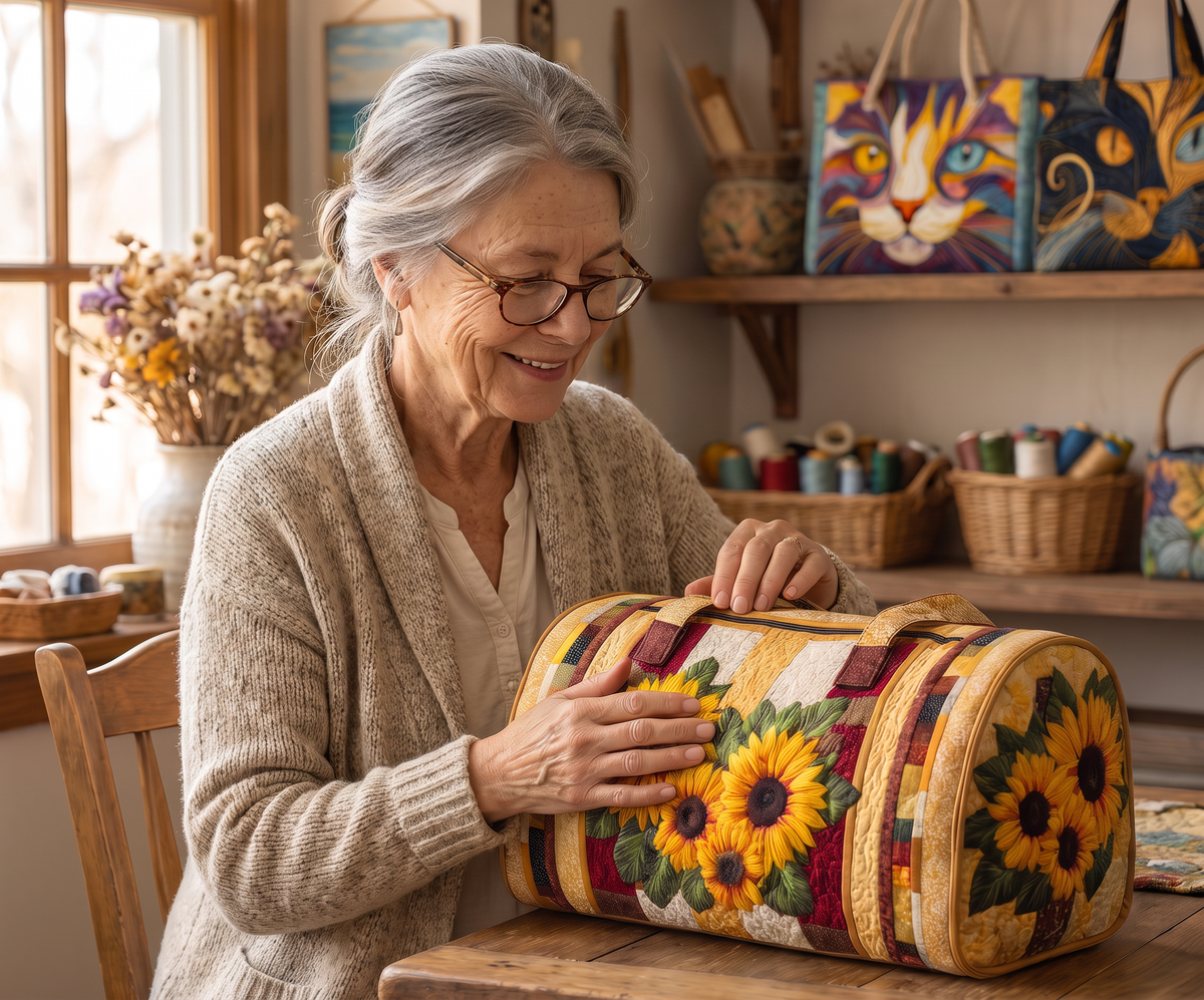 Quilted Duffel Bag - Sunflower Bouquet