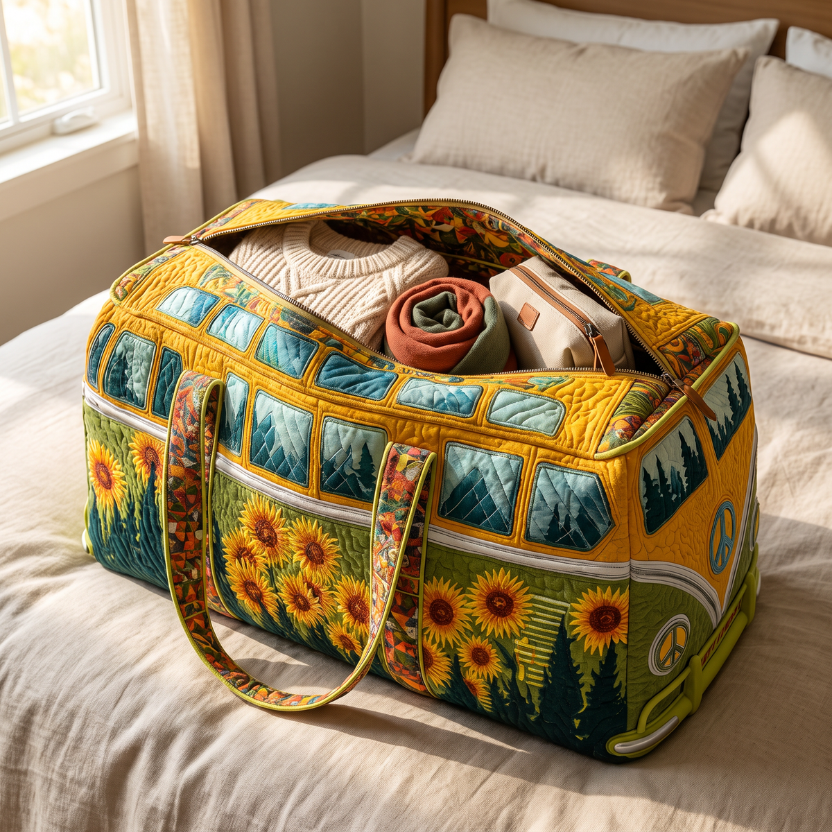 Quilted Duffel Bag - Sunflower Camper