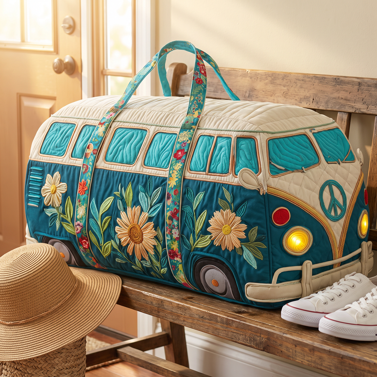 Quilted Duffel Bag - Teal Camper