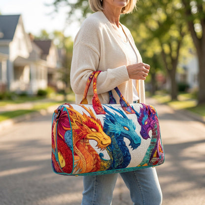 Quilted Duffel Bag - Three Dragons, lifestyle photo