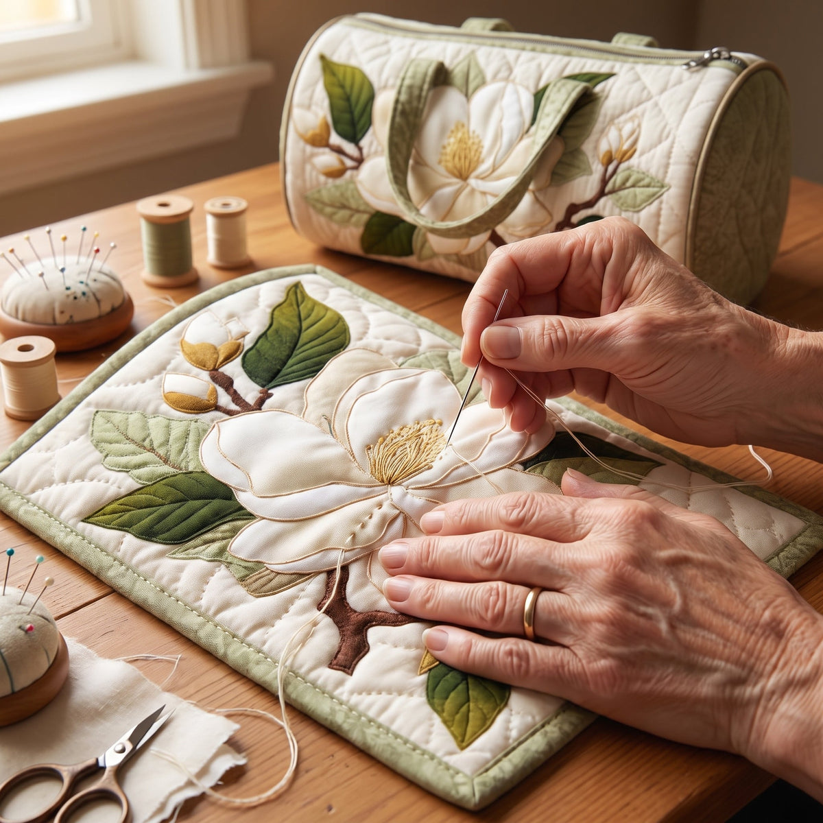 Quilted Duffel Bag - White Magnolia