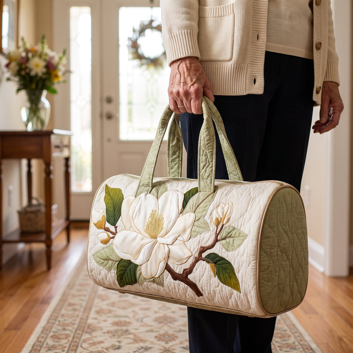 Quilted Duffel Bag - White Magnolia