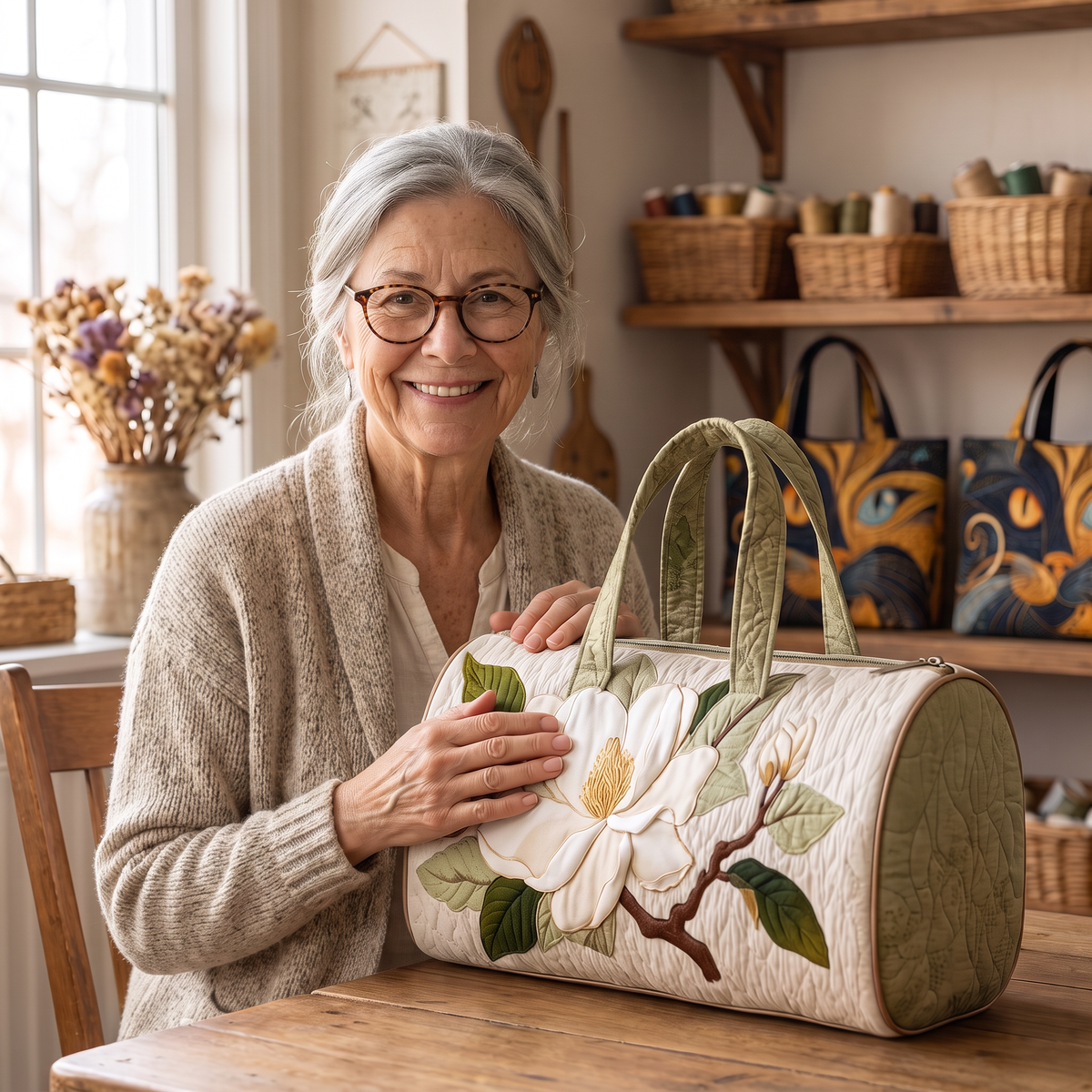 Quilted Duffel Bag - White Magnolia