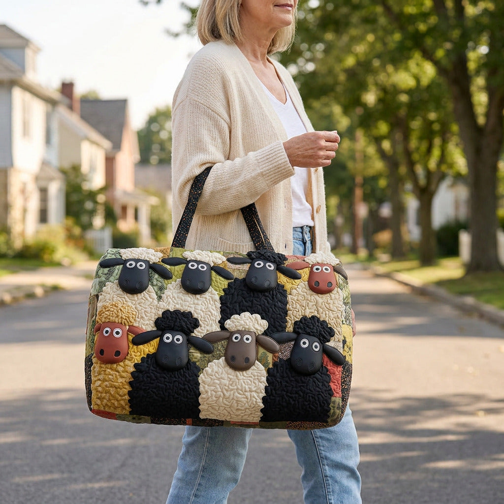 Quilted Duffel Bag - Woolly Sheep, lifestyle photo