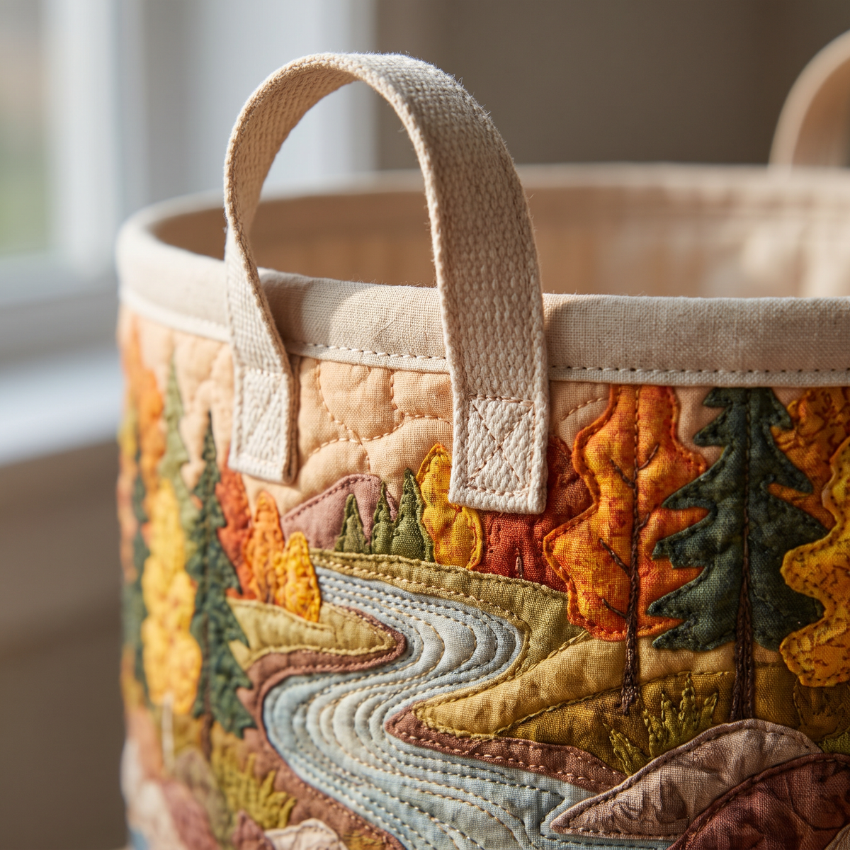 Quilted Laundry Basket - Autumn River