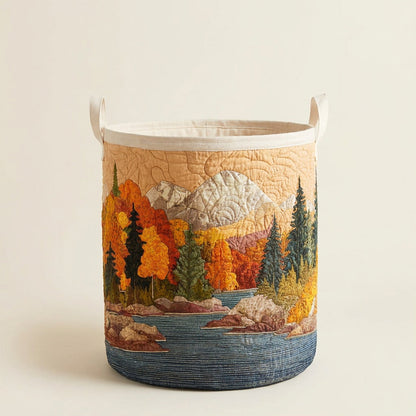 Quilted Laundry Basket - Autumn River, studio photo
