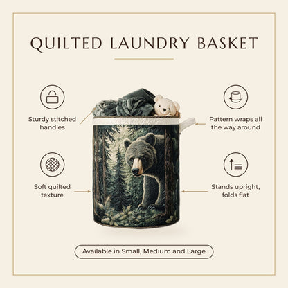Quilted Laundry Basket - Bear Paws features infographic