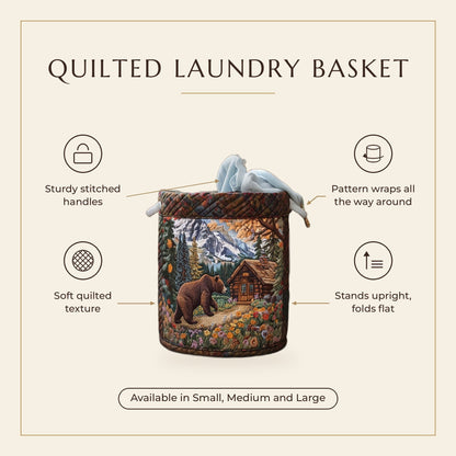 Quilted Laundry Basket - Bear's Cabin features infographic