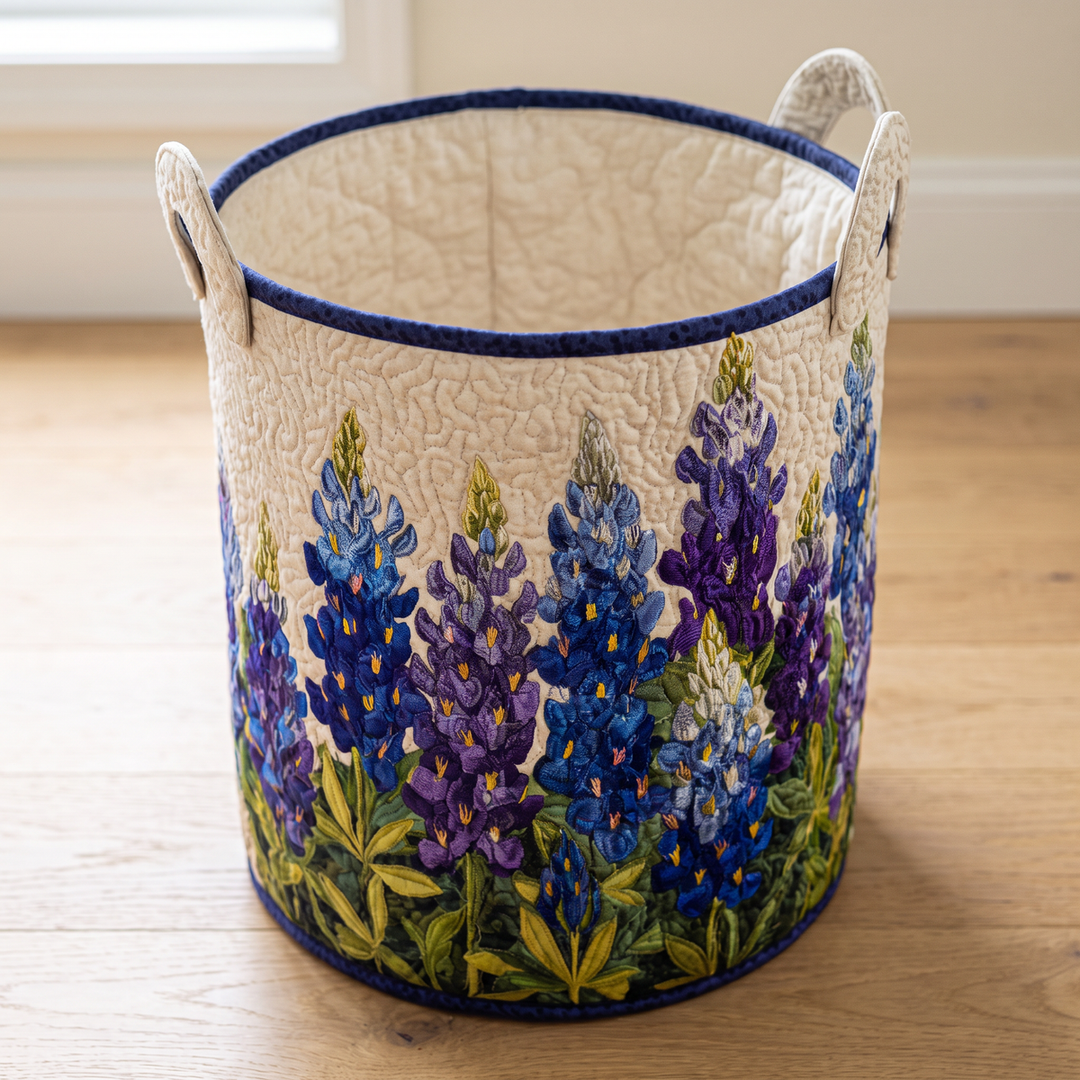 Quilted Laundry Basket - Blue Lupin