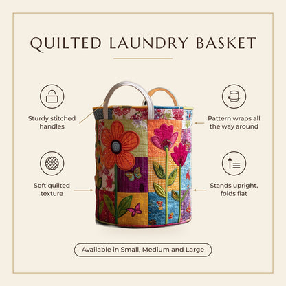 Quilted Laundry Basket - Bohemian Style features infographic