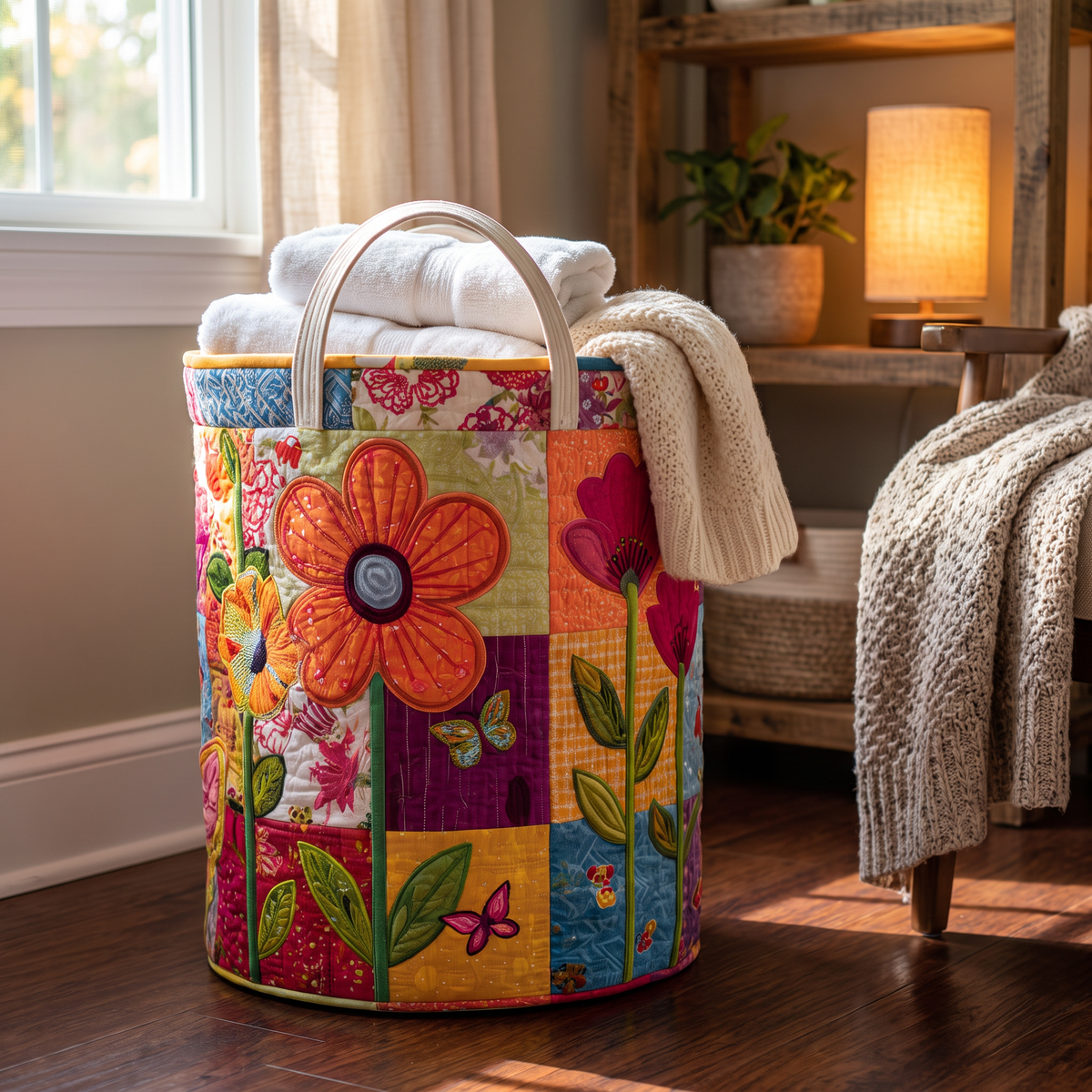 Quilted Laundry Basket - Bohemian Style