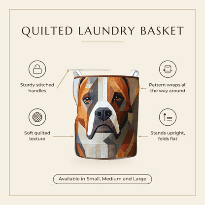 Quilted Laundry Basket - Bold Boxer features infographic