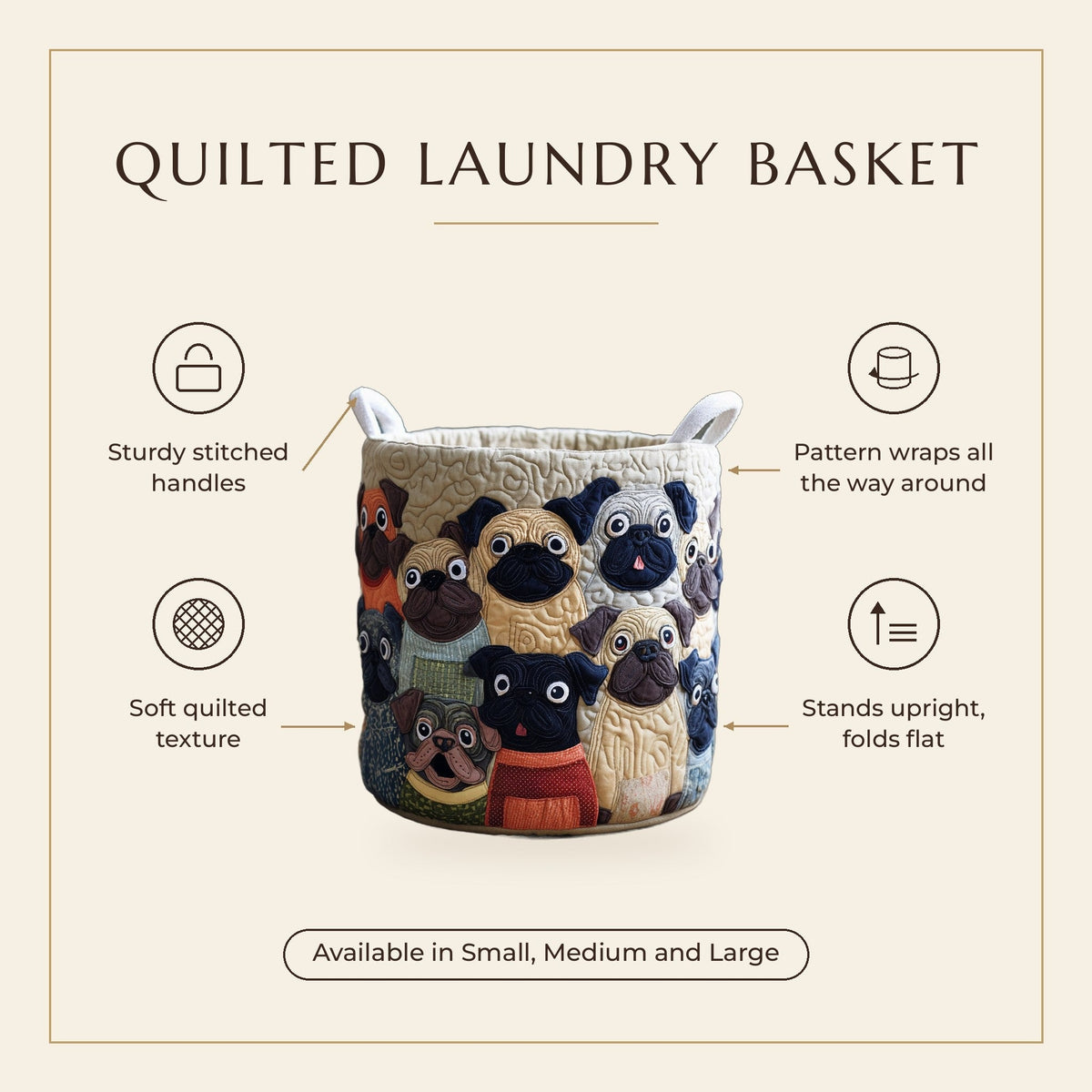 Quilted Laundry Basket - Bulldog Spirit features infographic