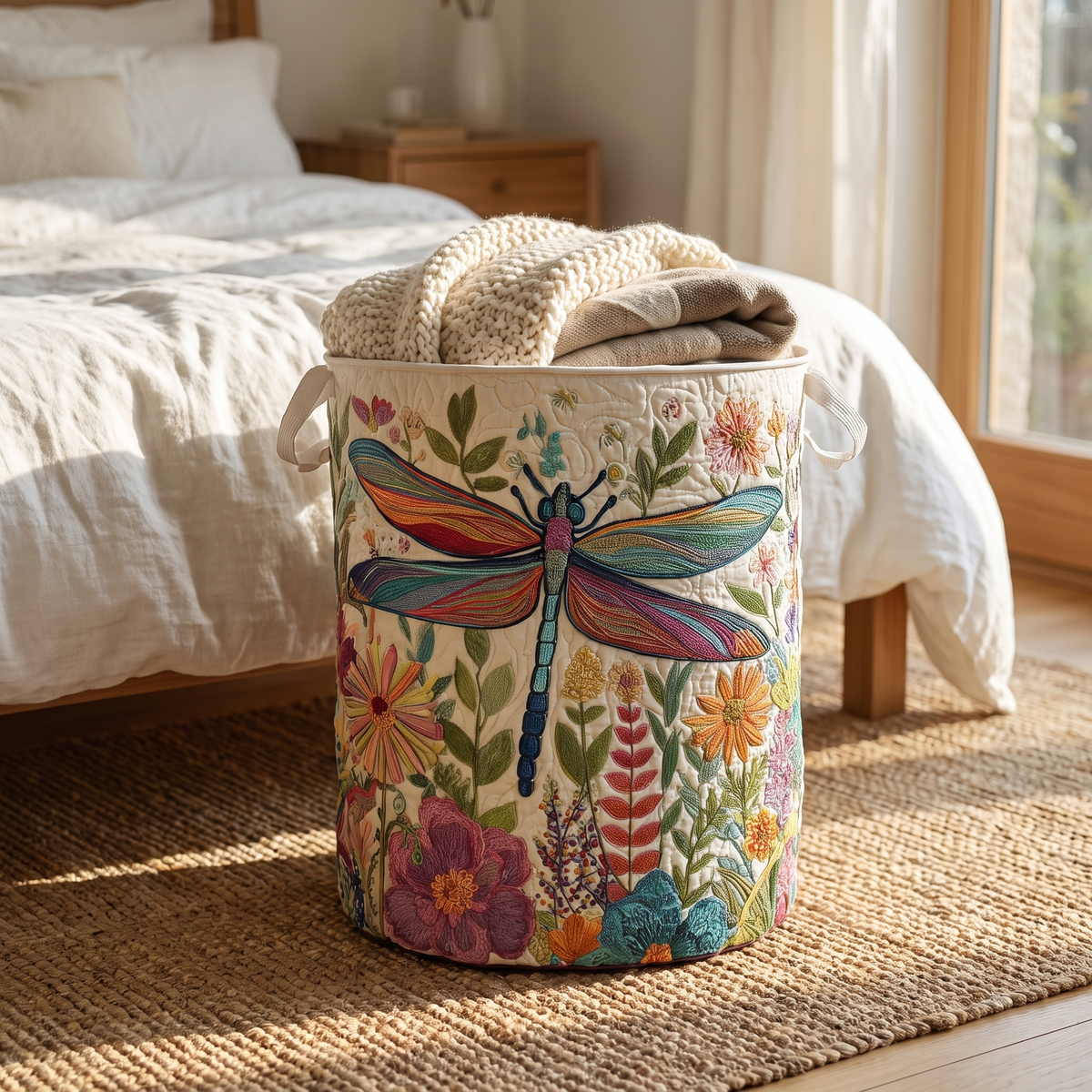 Quilted Laundry Basket - Butterfly Garden