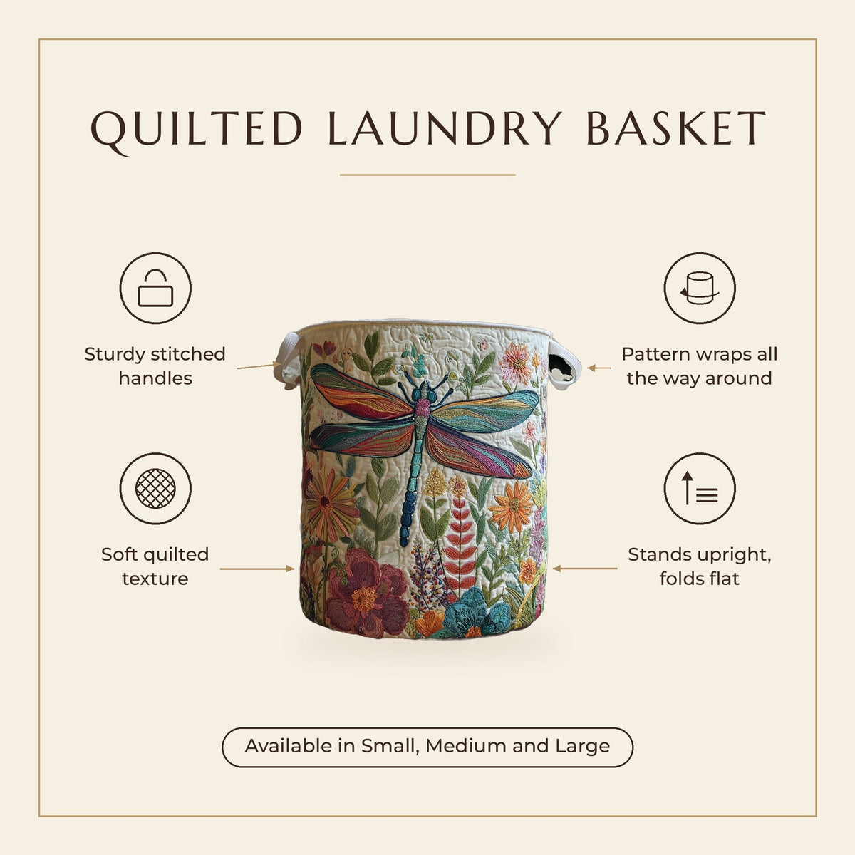 Quilted Laundry Basket - Butterfly Garden features infographic