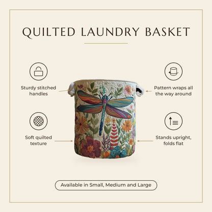 Quilted Laundry Basket - Butterfly Garden features infographic