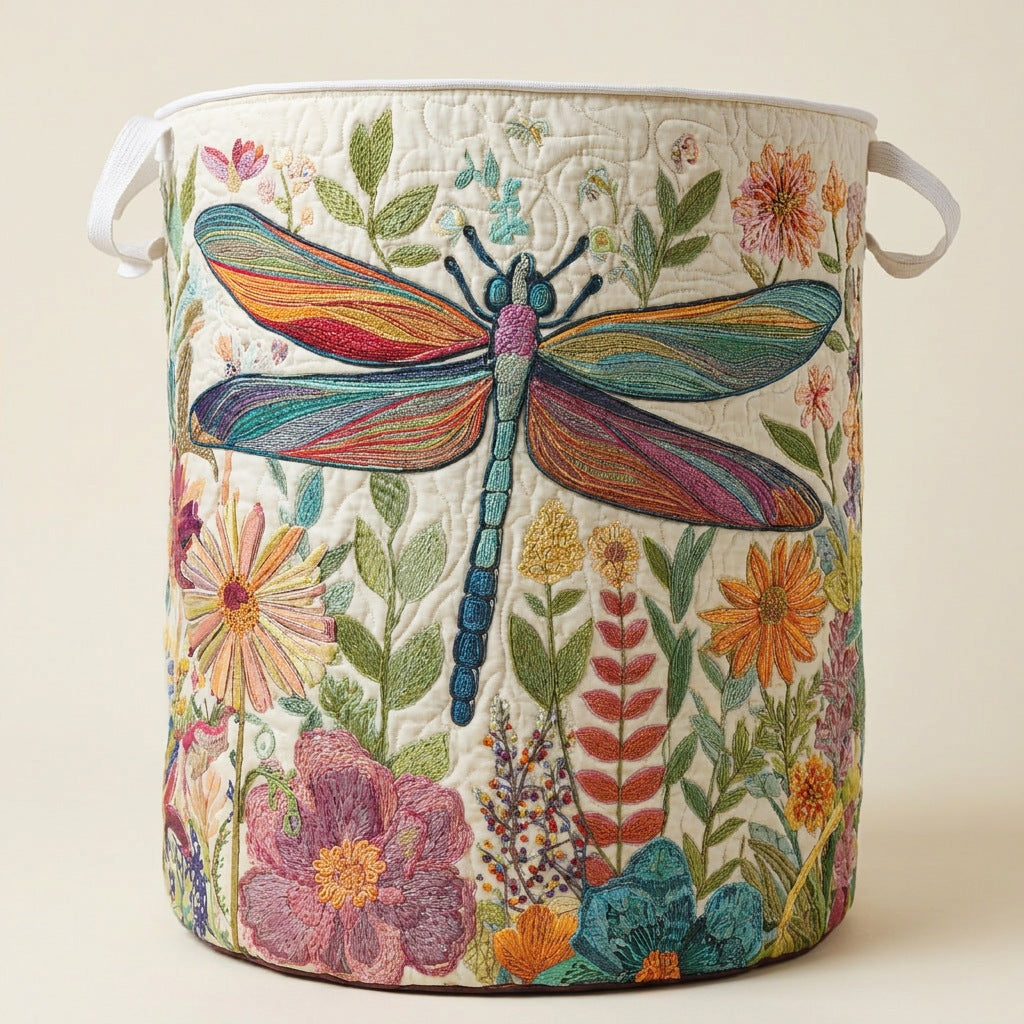Quilted Laundry Basket - Butterfly Garden, studio photo