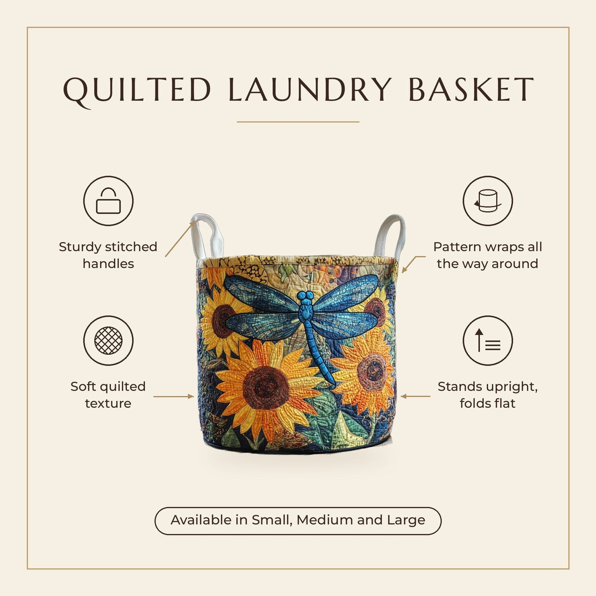 Quilted Laundry Basket - Butterfly features infographic