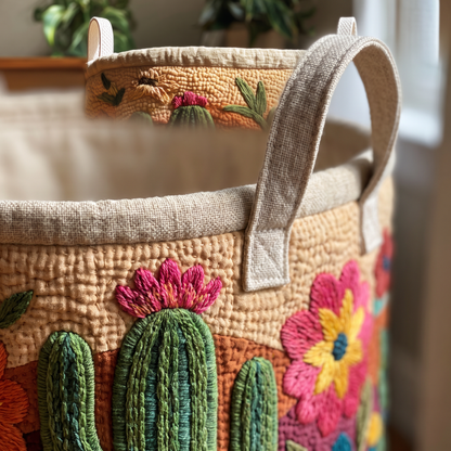 Quilted Laundry Basket - Cactus Horizon