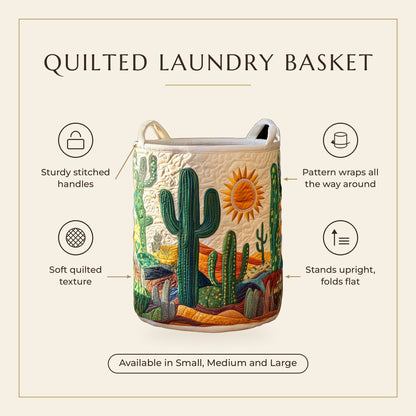 Quilted Laundry Basket - Cactus Horizon II features infographic